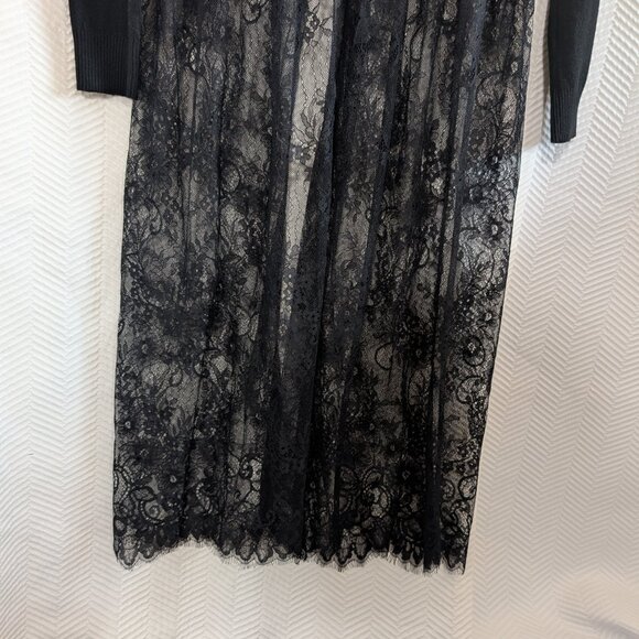 Vivian Shyu Italy Cardigan Dress Black Knit Lace Hem Skirt Size S Whimsigoth - Picture 8 of 10
